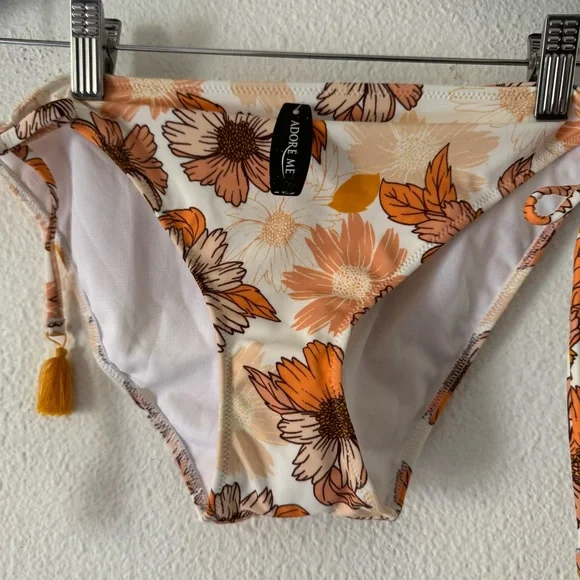 Adore Me NEW Laila Push Up Bikini Set Boho Beachy Floral Orange Vacation - Picture 5 of 16